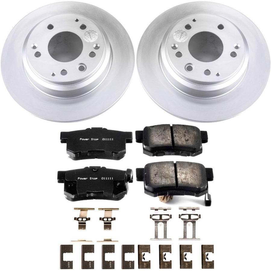 Power Stop Coated CRK709 Brake Rotor and Ceramic Brake Pads- Rear For Acura RL 1996-1998, Honda Odyssey 1995-1998, Isuzu Oasis 1996-1999 [Model Specific]