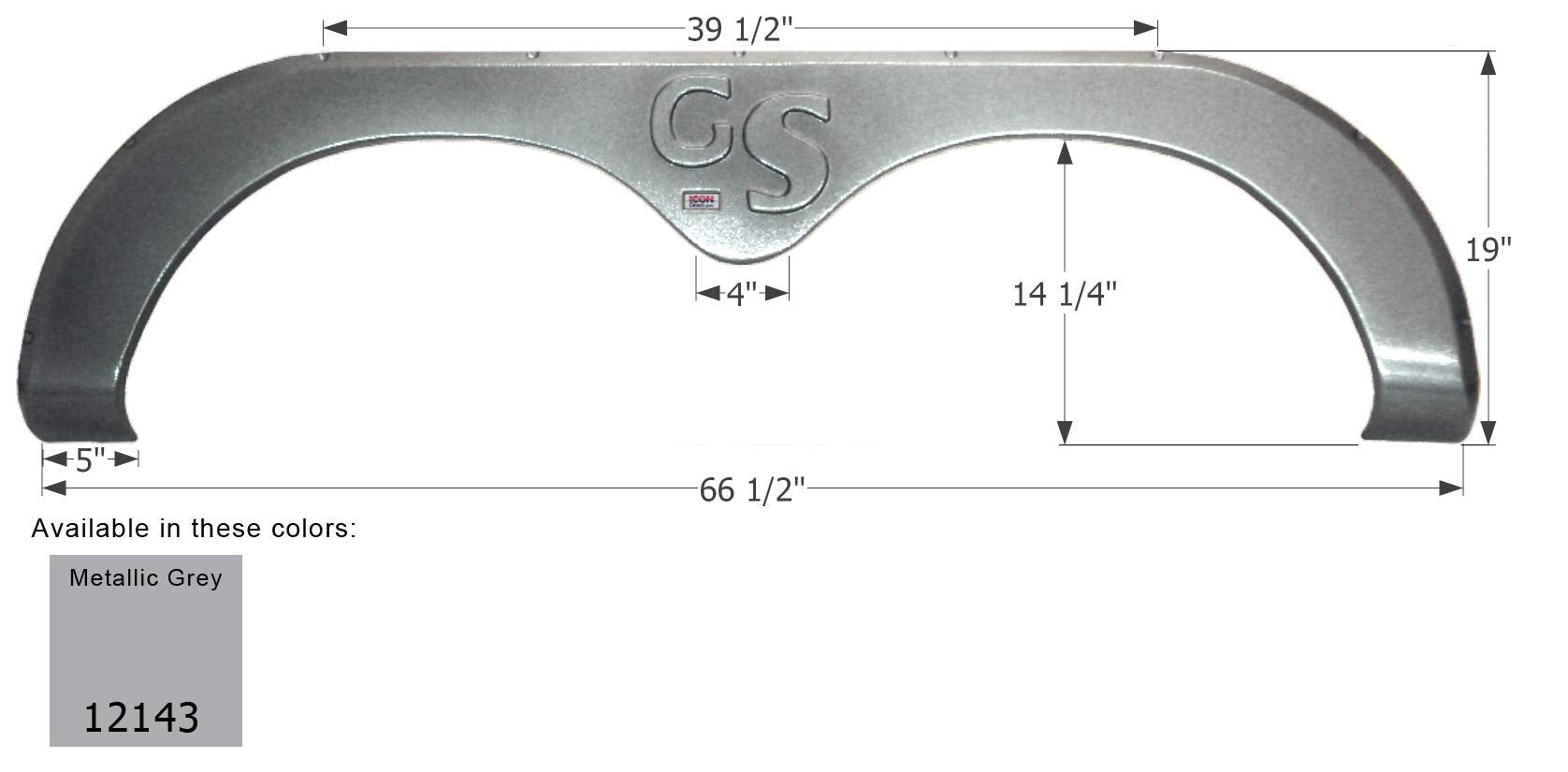 Fender Skirt ICON, Tandem, Forest River, FS2143, Metallic Grey