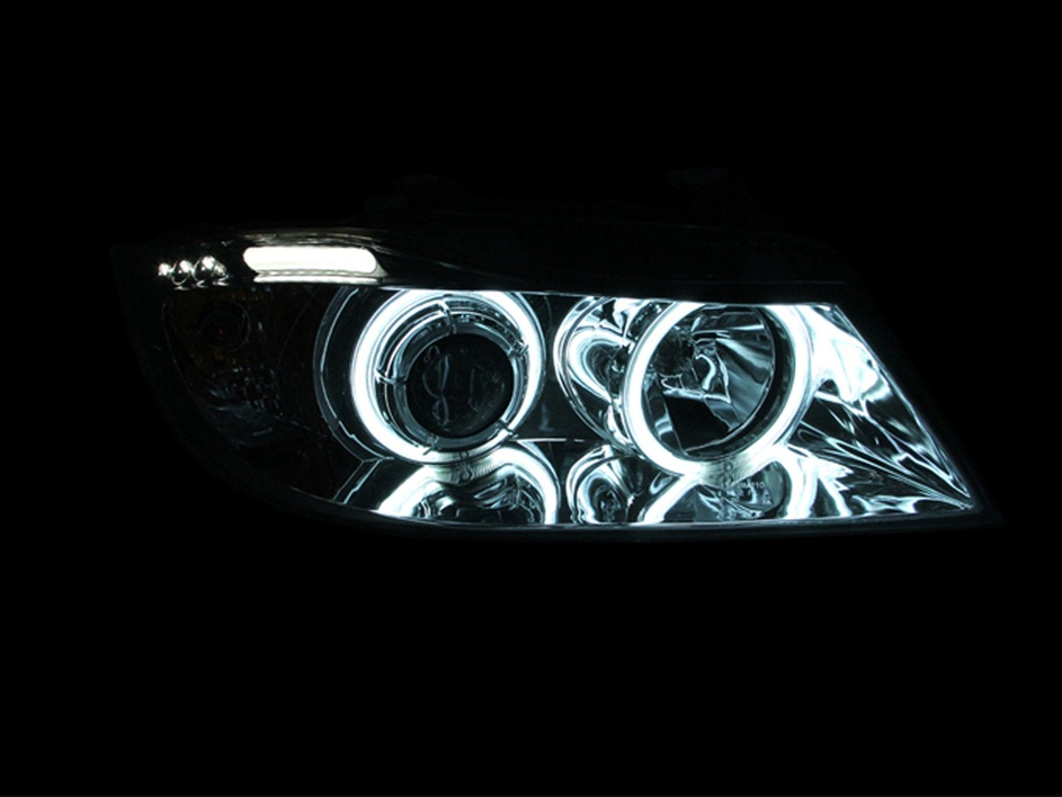 Chrome Clear AnzoUSA Projector Halo Headlight with LED Bar for BMW 3 Series E90-E91 - (Sold in Pairs)