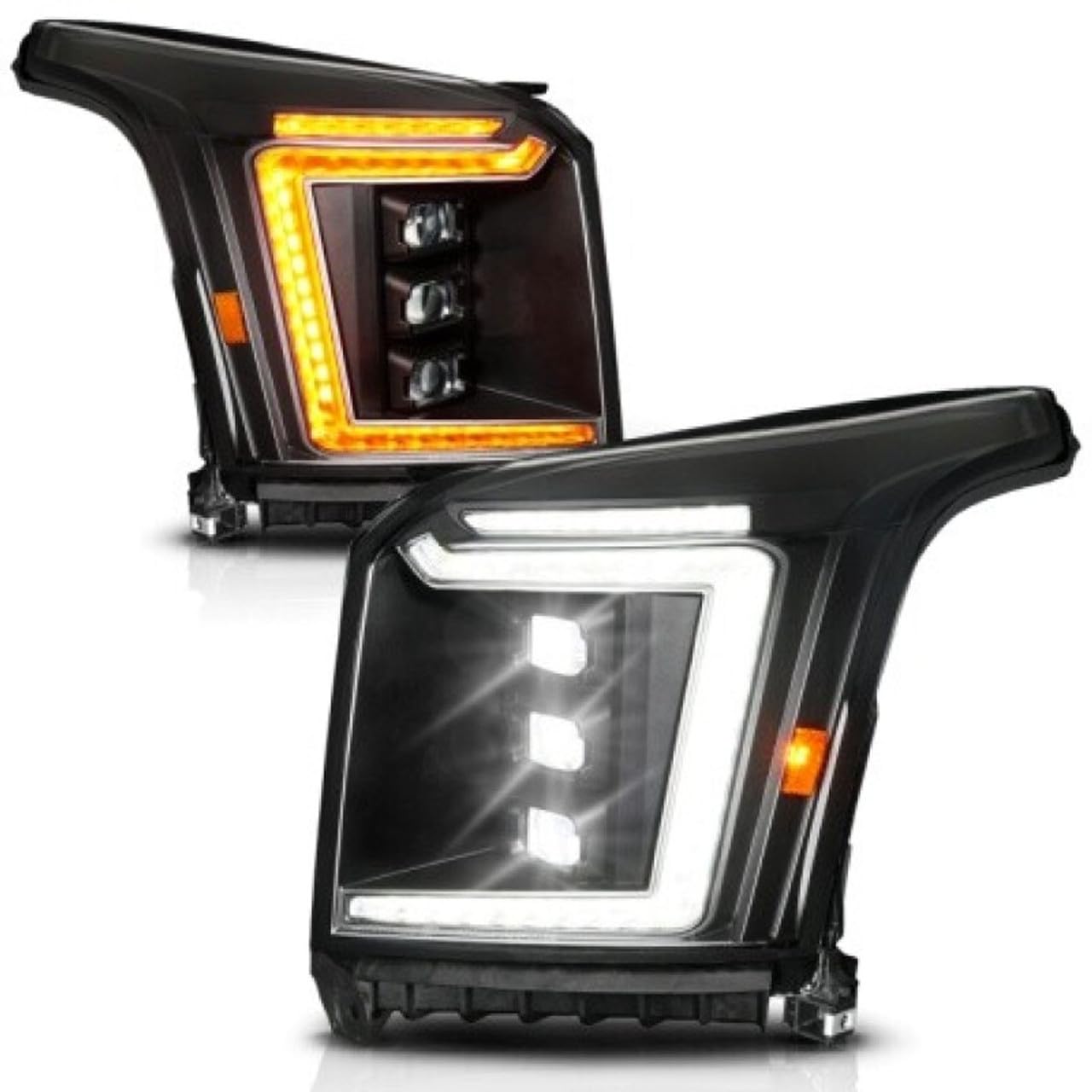 15-20 GMC Yukon ANZO (Incl XL - Factory Halogen Models) Full LED Proj Headlights Black - Driver Side