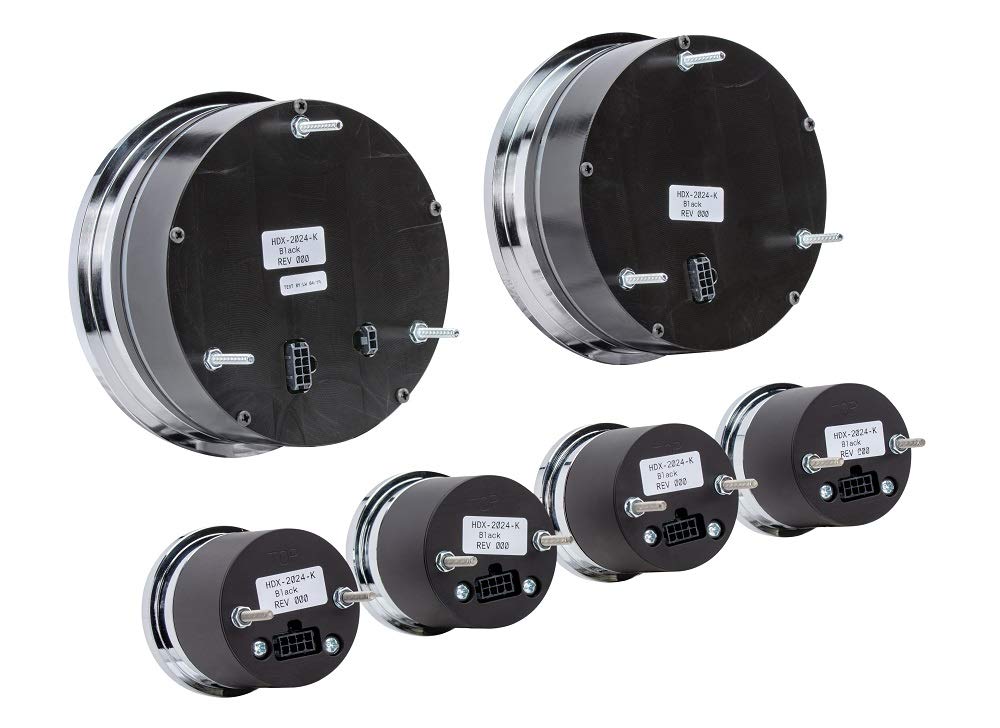 Dakota Digital 6 Gauge Round Analog HDX Instrument System HDX-2024-K Black Alloy Universal