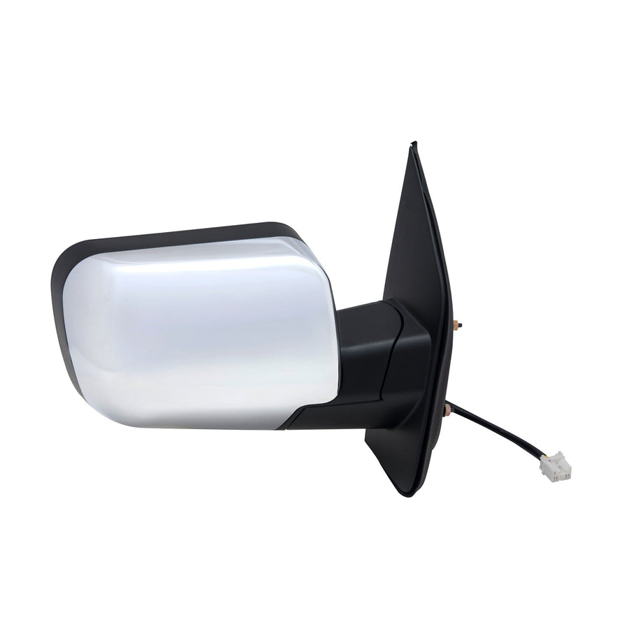 Mirror Passenger Side for Nissan Titan SV Model, Textured Black w/Chrome Cover, Foldaway, Power