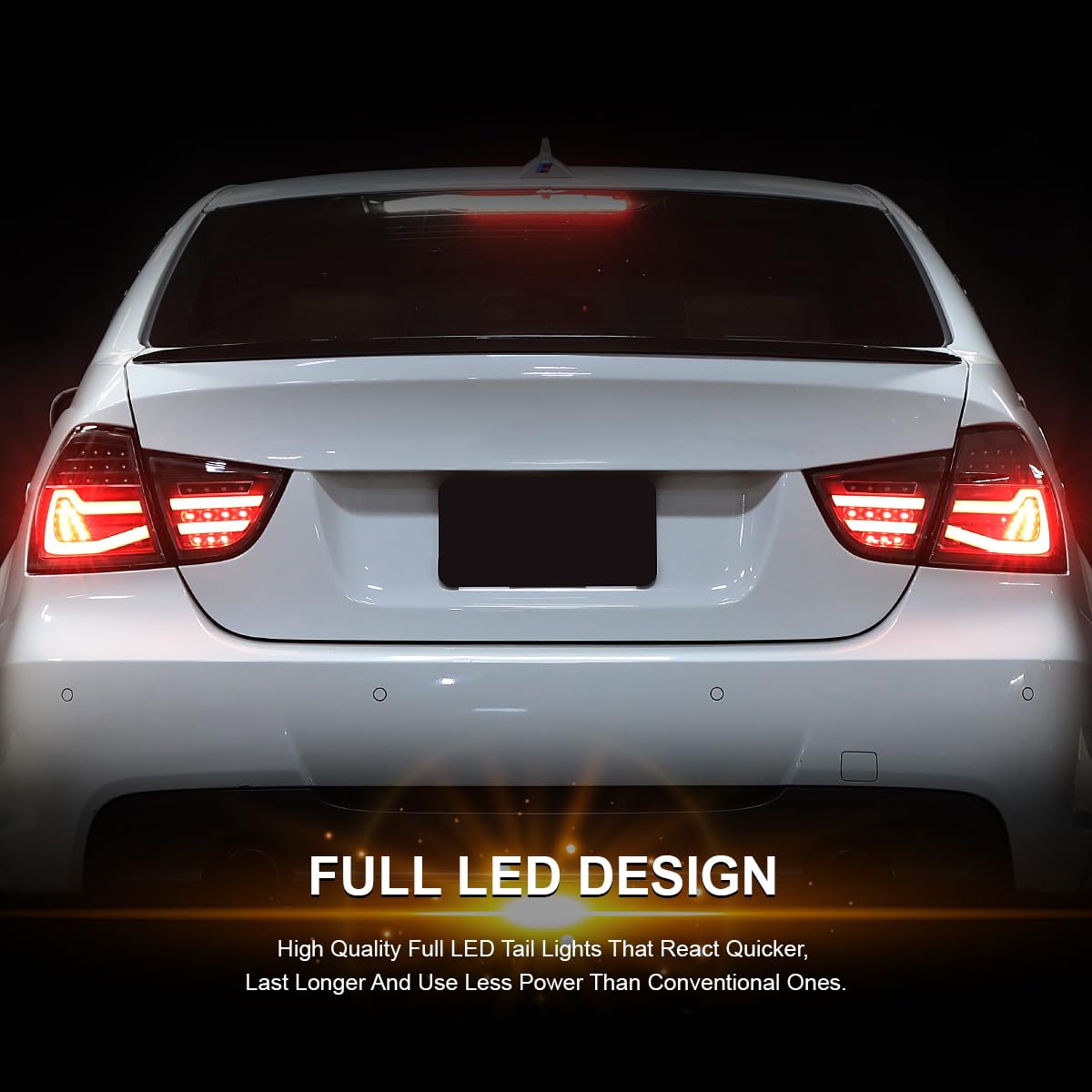 Full LED Chrome Smoke Tail Lights SPEC-D TUNING w/Fiber Optic Parking Light S and trip and Sequential Turn Signals Compatible with 2009-2011 BMW E90 3-Series
