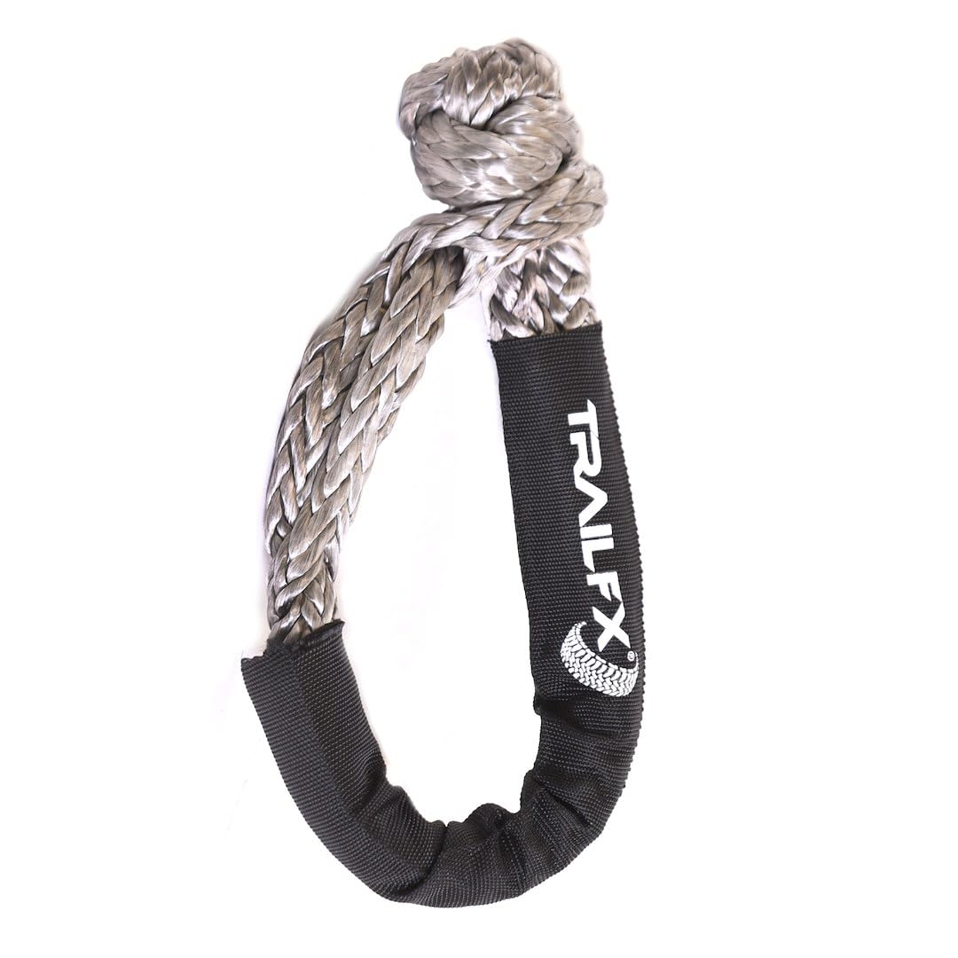 Shackle Rope TrailFX 7/16 Inch HMPE Synthetic Rope 7,500 Pound Working Load Limit 30,000 Pound Break Strength Black Single TrailFX WA047