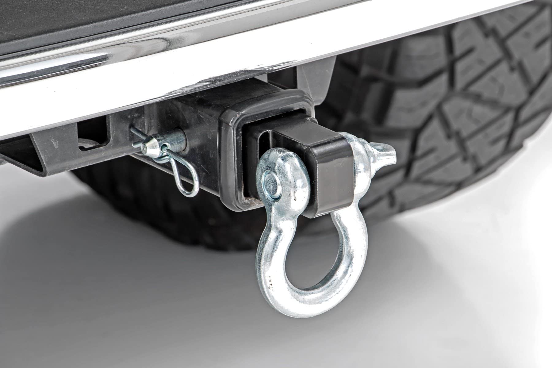2" Receiver D-Ring Shackle Kit Rough Country | Hitch Pin Included - RS157A,Black