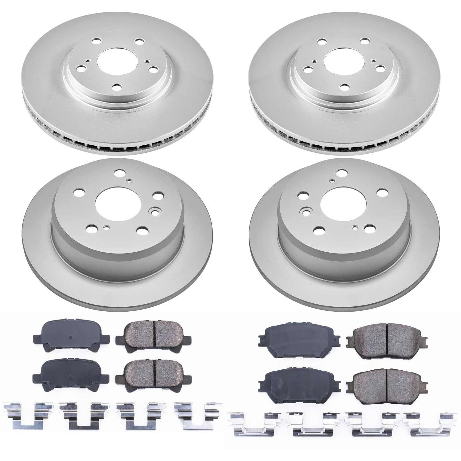 Power Stop CRK1144 Brake Rotor & Coated Ceramic Brake Pads- front & rear For Toyota Camry 2002-2004 [Model Specific]