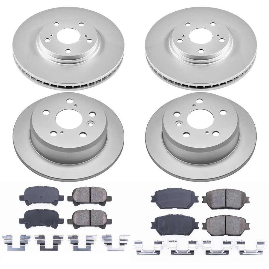 Power Stop CRK1144 Brake Rotor & Coated Ceramic Brake Pads- front & rear For Toyota Camry 2002-2004 [Model Specific]