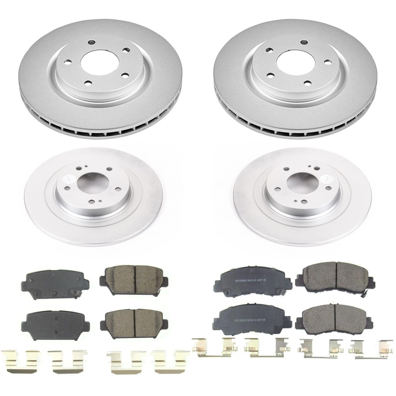 Power Stop Z17 CRK8461 Front and Rear Coated Rotor Kit-Coated Brake Rotors, Ceramic Brake Pads For Mitsubishi Eclipse Cross 2018-2020 [Model Specific]