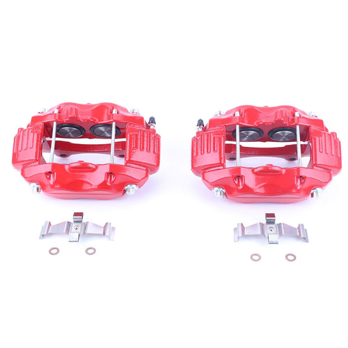 Power Stop Front Pair of High-Temp Red Powder Coated Calipers For 300, Challenger, Charger, Magnum, Grand Cherokee, CL600, S400, S550, S600, SL550 [Model Specific] S5086