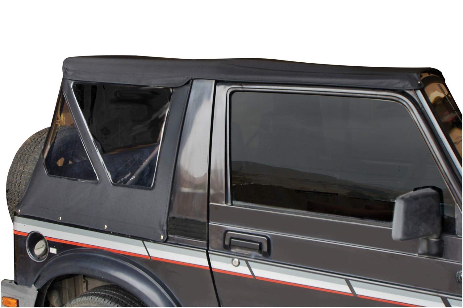 Rampage Products Factory Replacement Rampage Soft Top | Vinyl, Black Diamond Color with Zippered Tinted Windows | 98535 | Fits 1986 - 1994 Suzuki Samurai