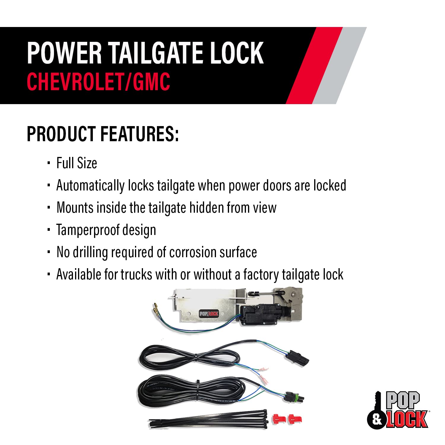 Power Tailgate Lock – Pop & Lock for Chevrolet Silverado 1500 and GMC Sierra 1500 - Fits Model 2007 to 2013 (PL8120Q)
