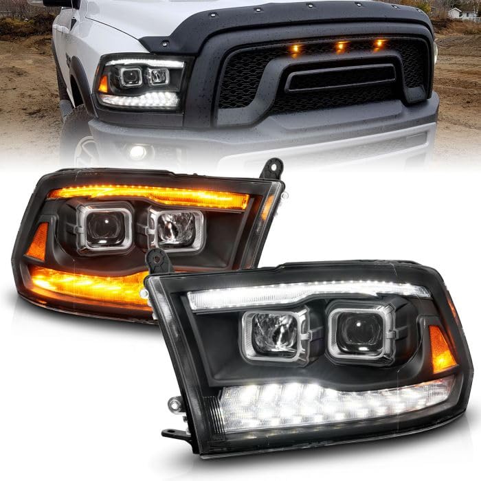 Black Projector Headlights Anzo With LED DRL And Sequential Turn Signal