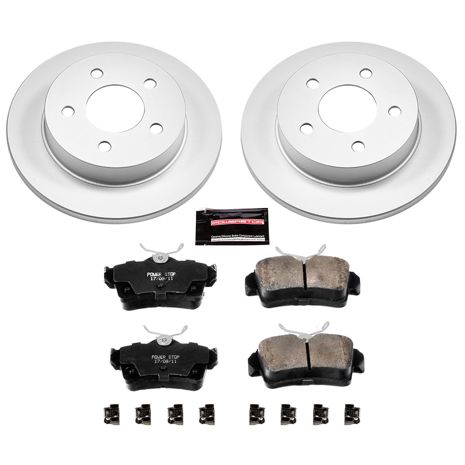 Power Stop CRK1303 Brake Rotor Coated & Ceramic Brake Pads- rear For 2008-2021 Lexus LX570 | 2008-2021 Land Cruiser | 2008-2022 Sequoia | 2007-2021 Toyota Tundra