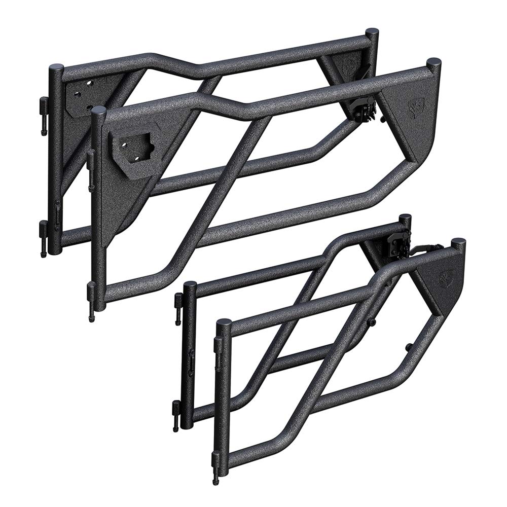 Tyger Auto Tubular Doors TG-DR4J62758 Compatible with 2018-2025 Jeep Wrangler JL 4-Doors (Not JK); 2020-2025 Gladiator JT | Textured Black | Mirror Mount | Front & Rear Door Set
