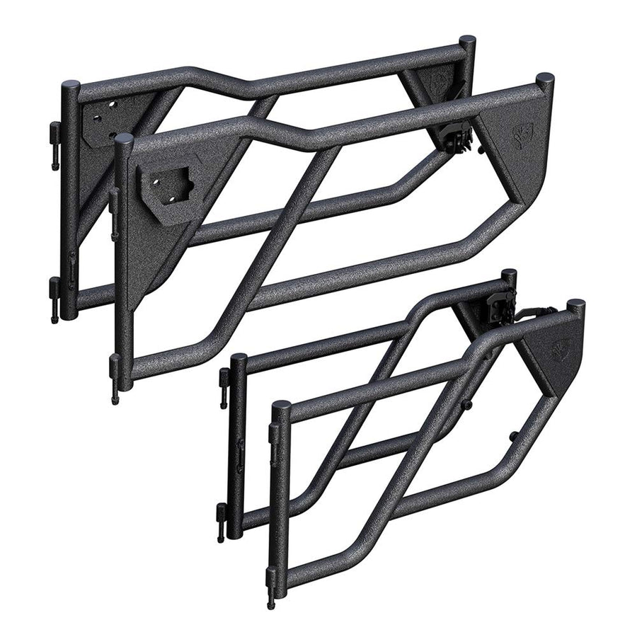 Tyger Auto Tubular Doors TG-DR4J62758 Compatible with 2018-2025 Jeep Wrangler JL 4-Doors (Not JK); 2020-2025 Gladiator JT | Textured Black | Mirror Mount | Front & Rear Door Set