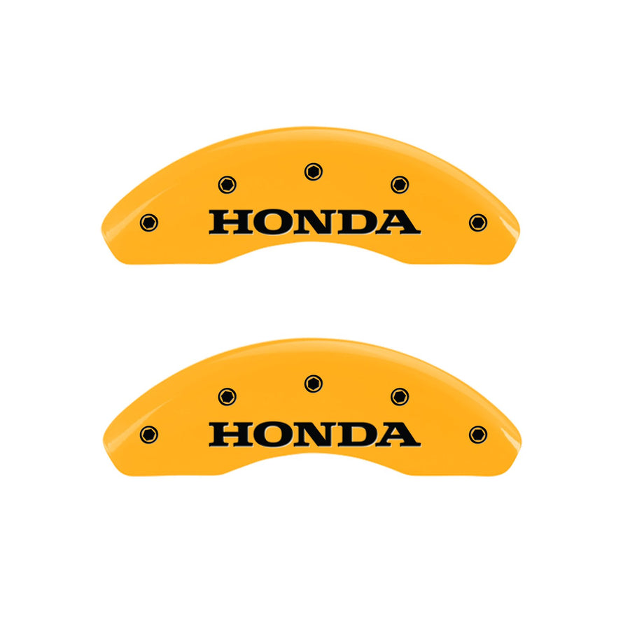 MGP 20001SCRVYL Caliper Covers Yellow Engraved Front/Rear Caliper Cover, Set of 4 (Honda)