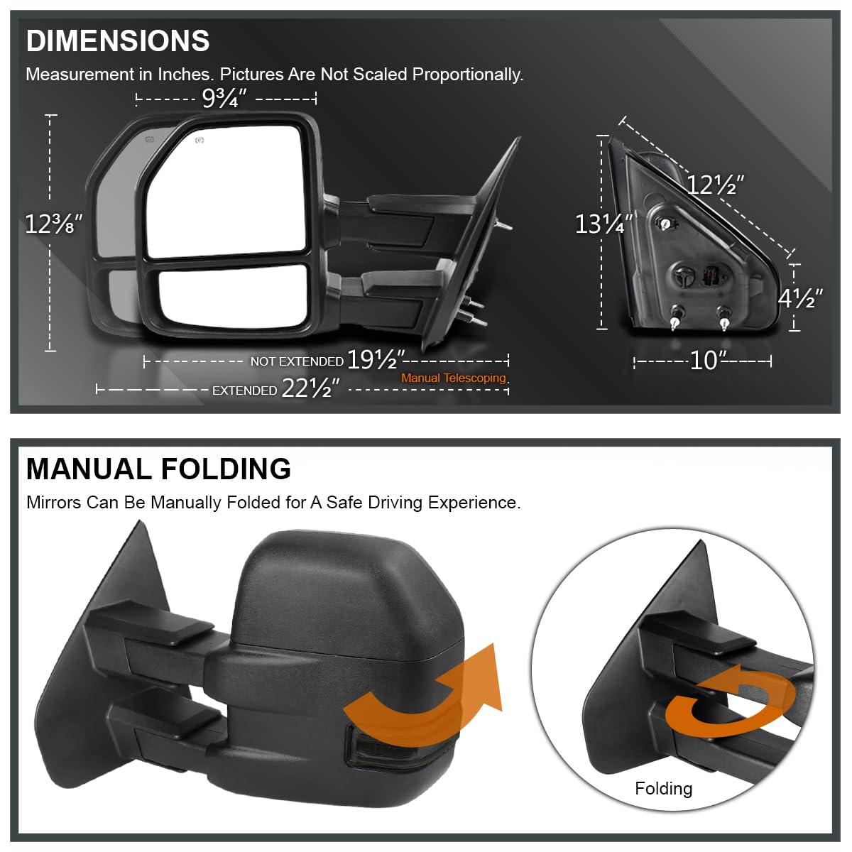 Power Heated Towing Mirrors Spec-D Tuning [2015 Look] w/Smoke LED Signal Compatible with 2007-2014 Ford F150 Pickup Left + Right