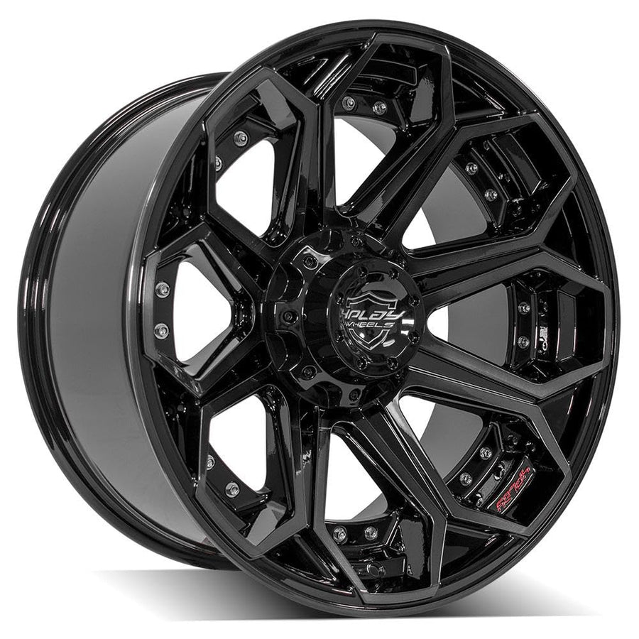 4PLAY Wheels 4P80R-22100-8180-24BBT Painted Brushed Black Wheel (22 x 10. inches /8 x 180 mm, -24 mm Offset)