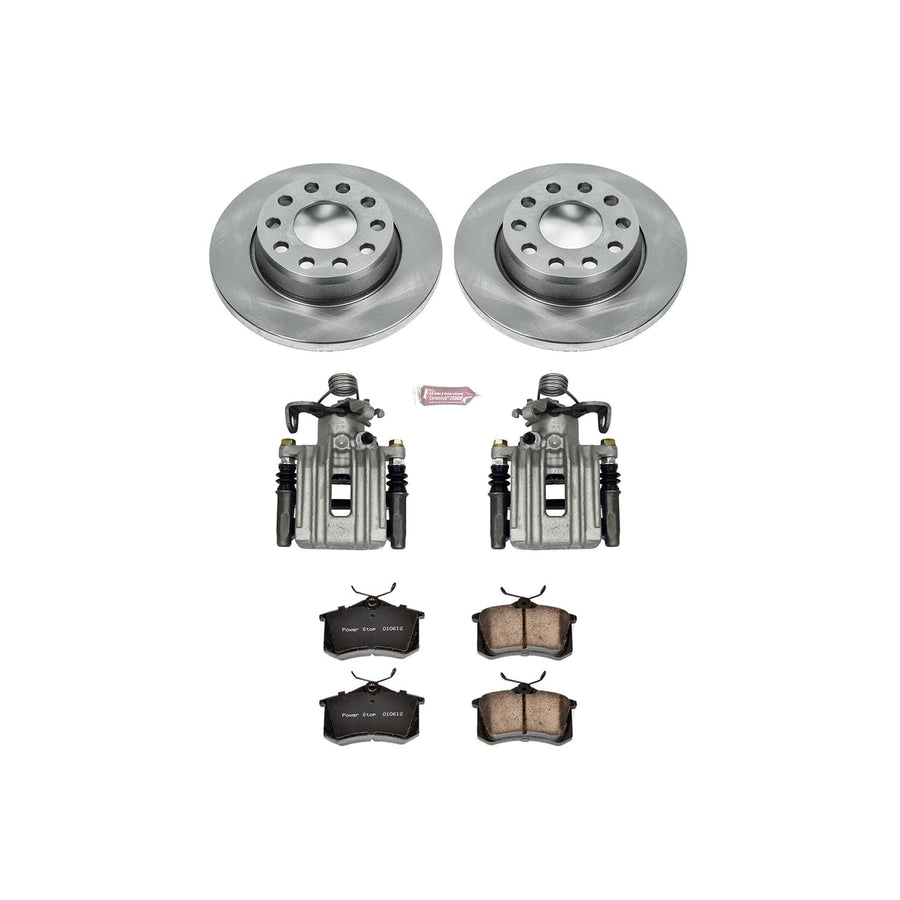 Power Stop KCOE3109 Replacement Autospeciality Rear Caliper Kit- OE Rotors, Ceramic Brake Pads, Calipers For Audi A4 2002-2006, Audi A4 Quattro 2002-2006 [Model Specific]