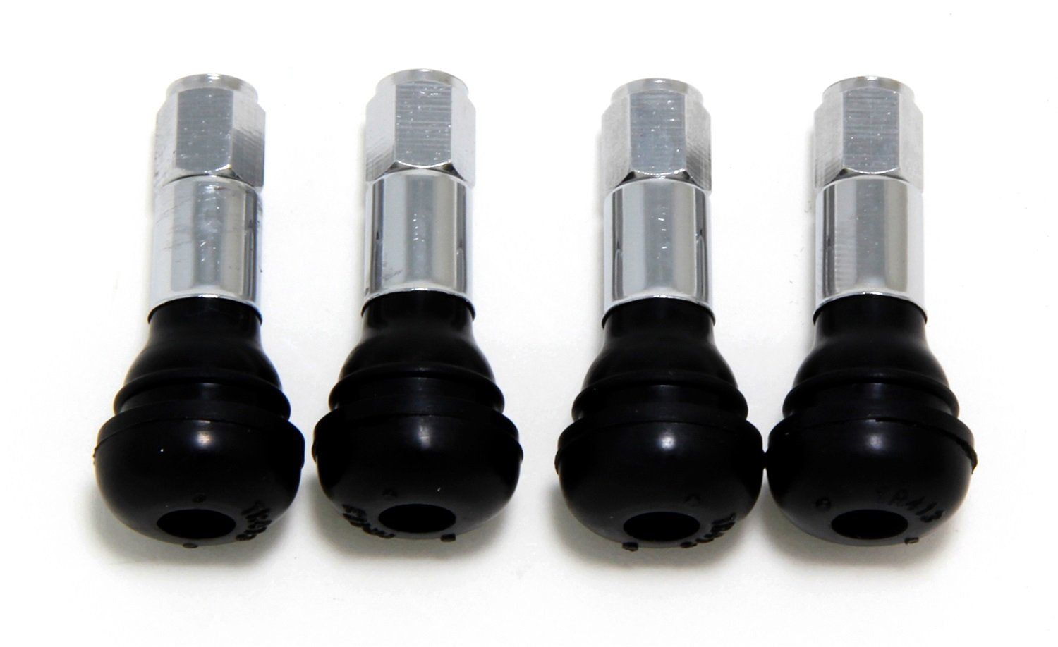 Valve Stems Trans-Dapt Performance Chrome Steel and Rubber 1.25 in. Long 4 pc.