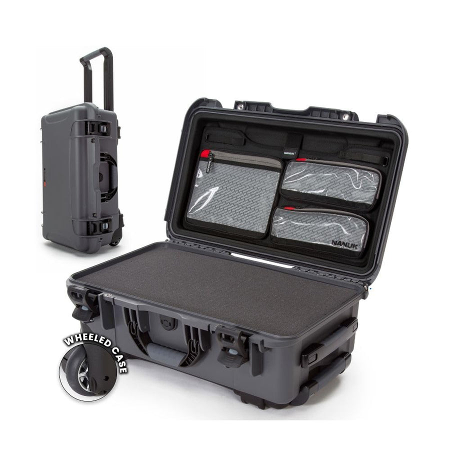 Hard Case NANUK 935 with Cubed Foam and Lid Organizer – Waterproof Protective Equipment Case with Wheels, 22” x 14” x 9” – Dustproof, Airline Carry-On Approved – Graphite