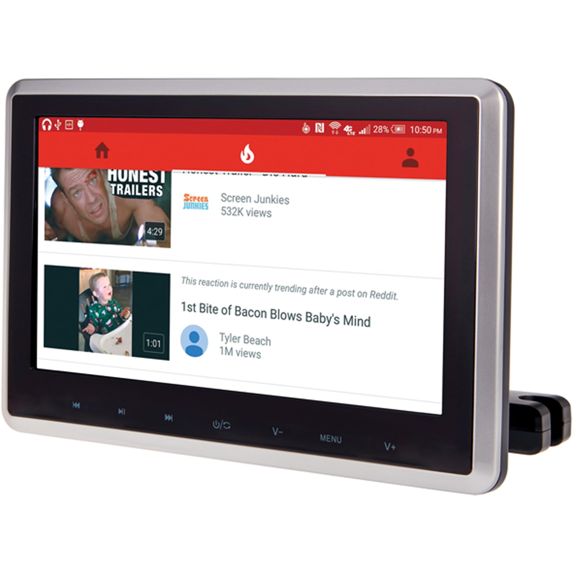 PHD-101 Power Acoustik 10.3" Universal Headrest Monitor with DVD Player, IR & FM Transmitters & Android PhoneLink