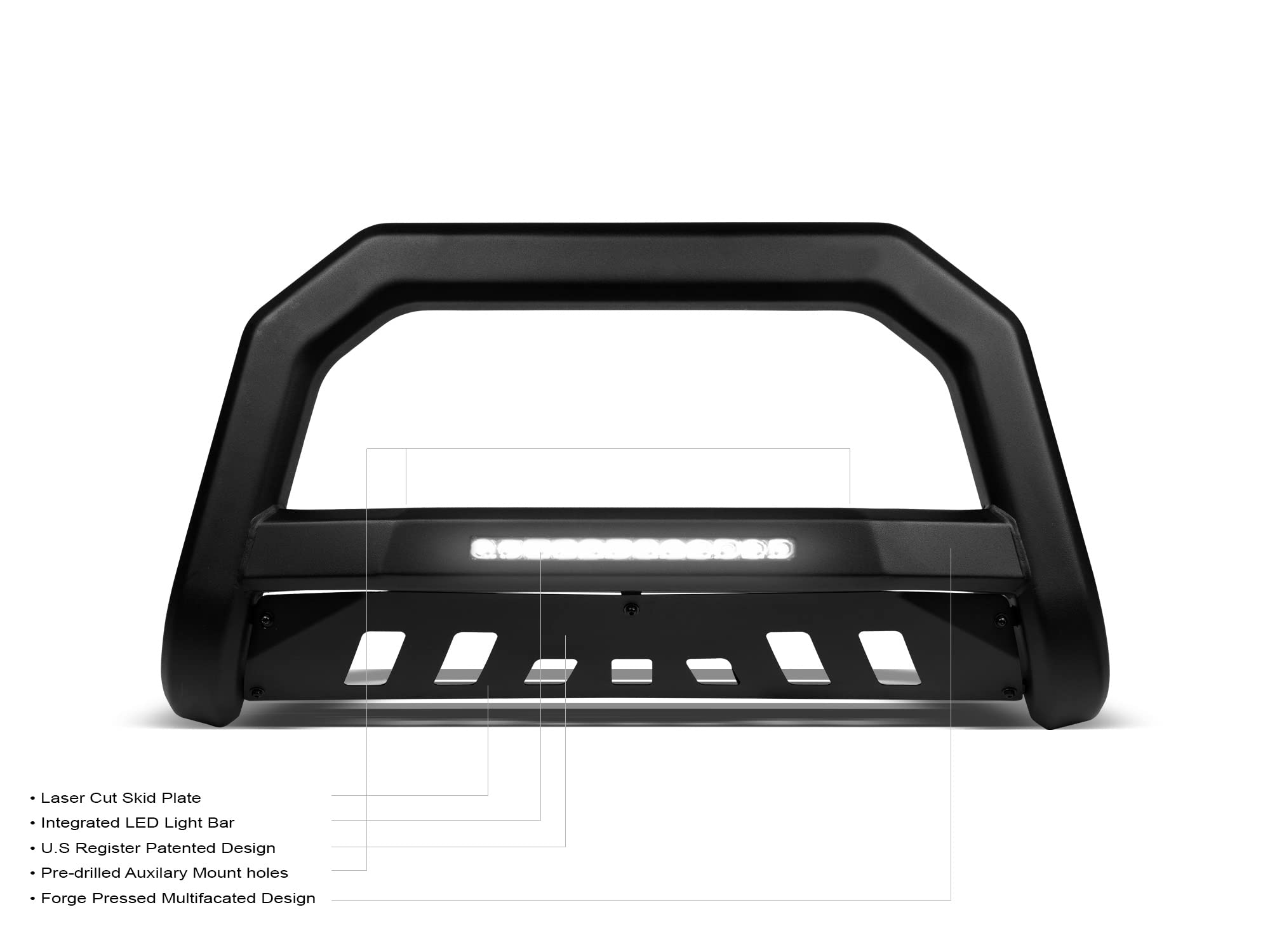 AR-T Series LED Bull Bar Bumper Guard Armordillo USA - Matte Black Fits 2017-2022 Nissan Titan