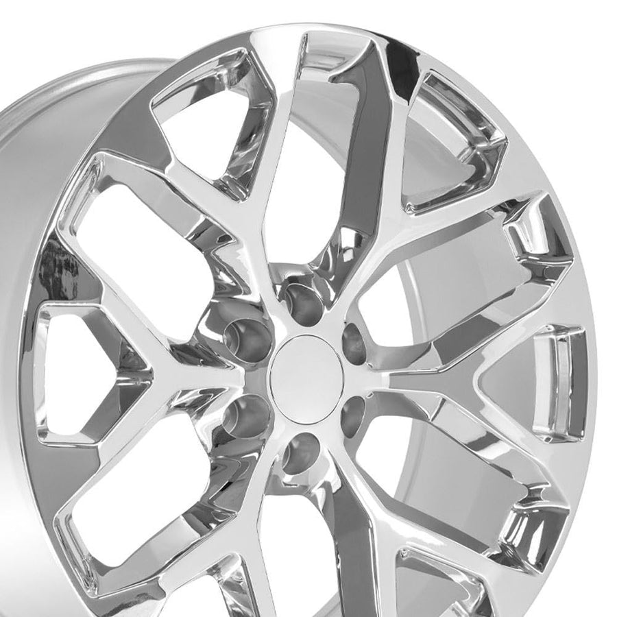 24 Inch OE Wheels CV98B Rim Fits Silverado 1500 Snowflake Style 6x139.7 24x10 Chrome - Hollander 5668 (1)