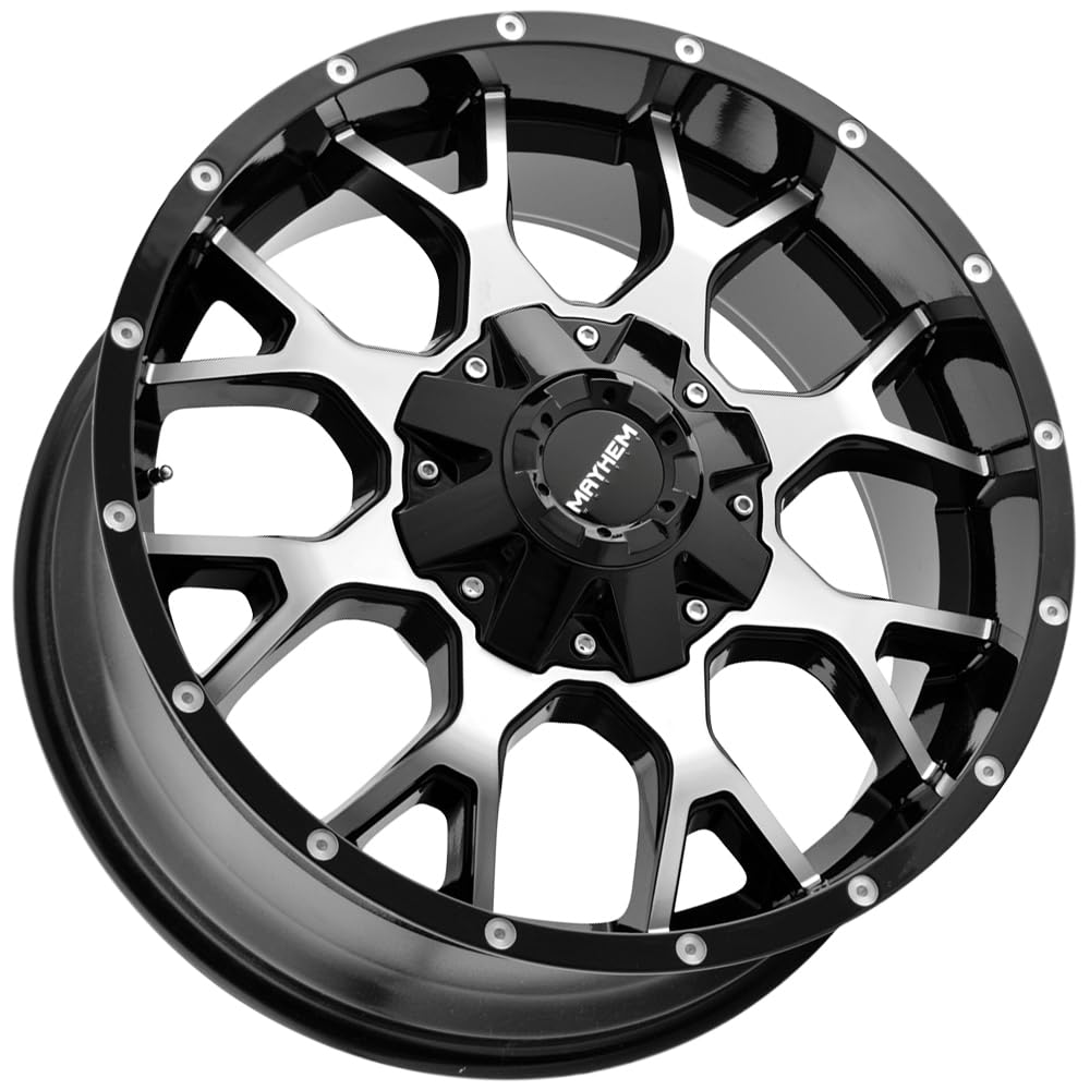Warrior Mayhem 8015 Black/Machined Face 20X9 8-180 18mm 124.1mm Wheel with Painted (20 x 9. inches /8 x 180 mm, 18 mm Offset)
