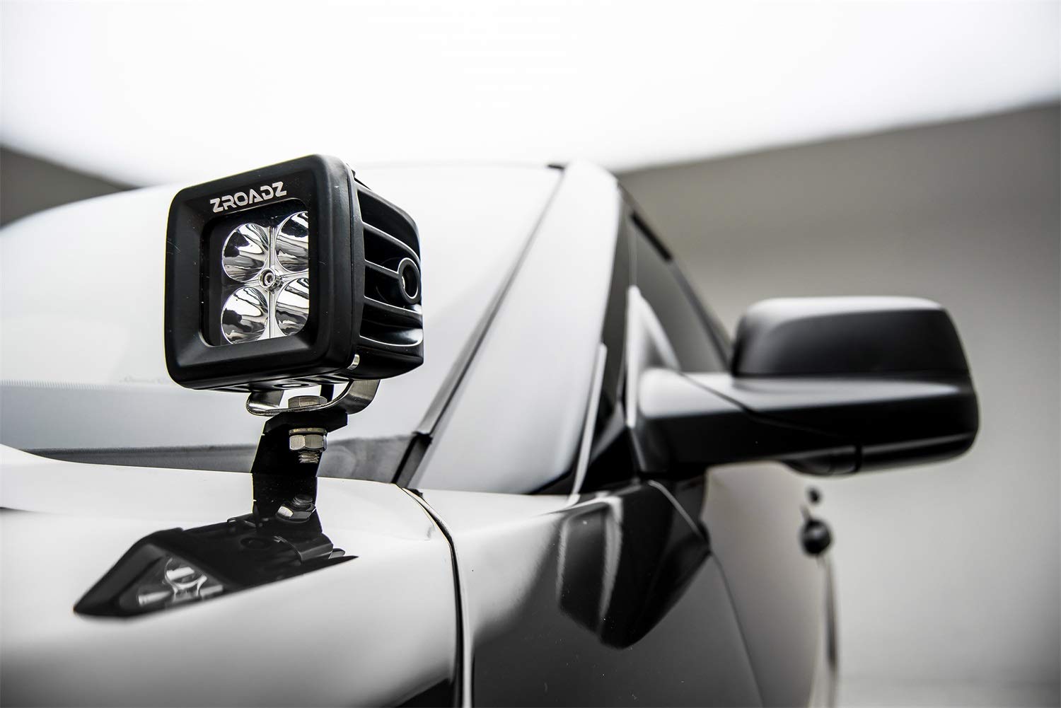 ZROADZ LED Mounting Bracket Ditch Hood Hinge - Compatible w/ 2016-2017 Ford Explorer - to Mount (2) 3 Inch LED Pod Lights - Mild Steel Gloss Black - Bolt-On Easy Installation - PN #Z366641