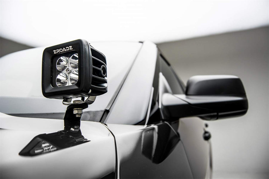 ZROADZ LED Kit Ditch Hood Hinge - Compatible w/ 2016-2017 Ford Explorer - Incl. (2) 3 Inch LED Pod Lights - Mild Steel Gloss Black Finish - Bolt-On Easy Installation - PN #Z366641-KIT2