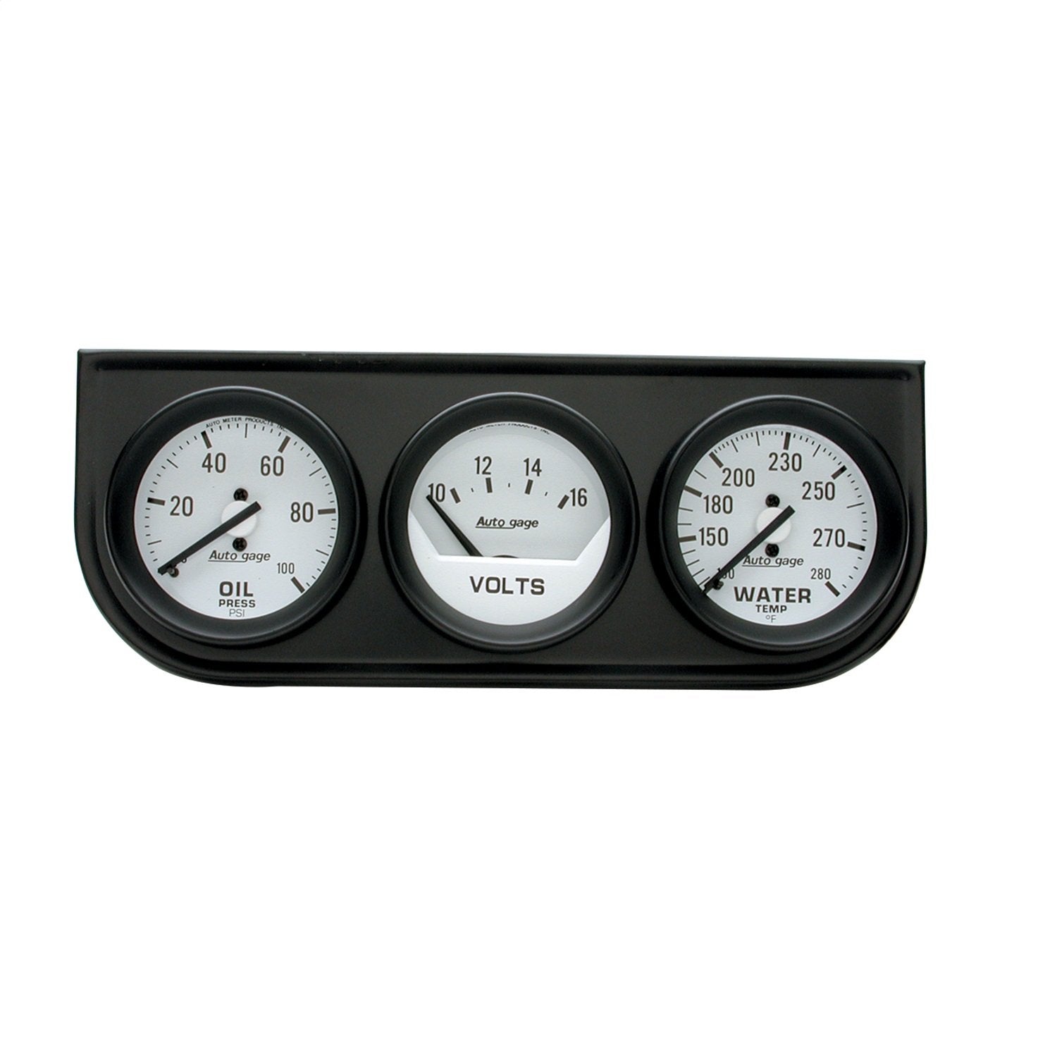 AUTO METER Autogage 2327 Mechanical Oil/Volt/Water Gauge with Black Console, 2.3125 in.