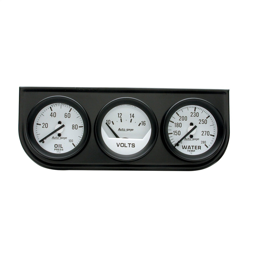 AUTO METER Autogage 2327 Mechanical Oil/Volt/Water Gauge with Black Console, 2.3125 in.