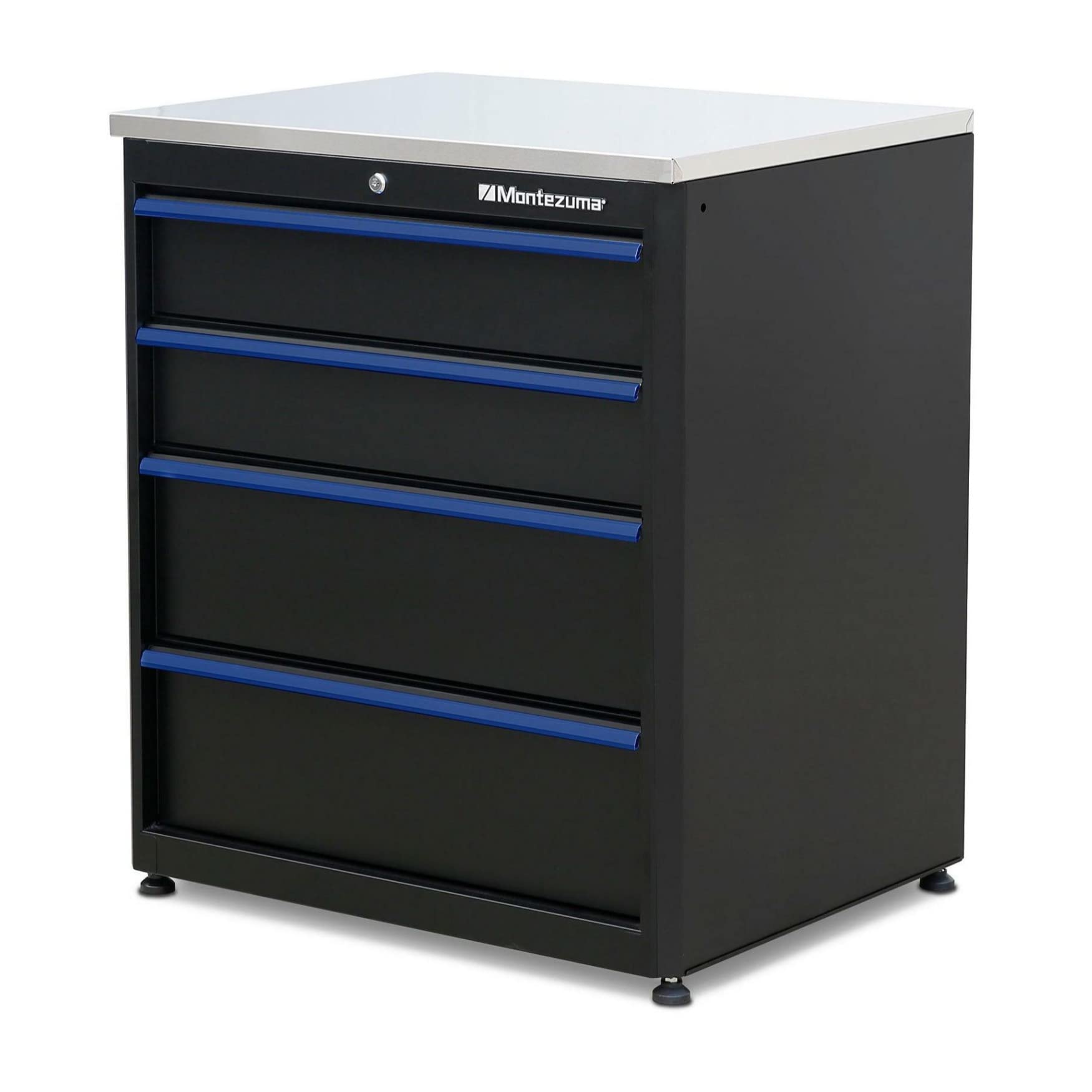 Garage Tool Storage System Montezuma - 30.5 x 24 Locking 2 Door Stacking Base Cabinet with Magnetic Latches & Black Powder Coat Finish - BKMG3024STBC