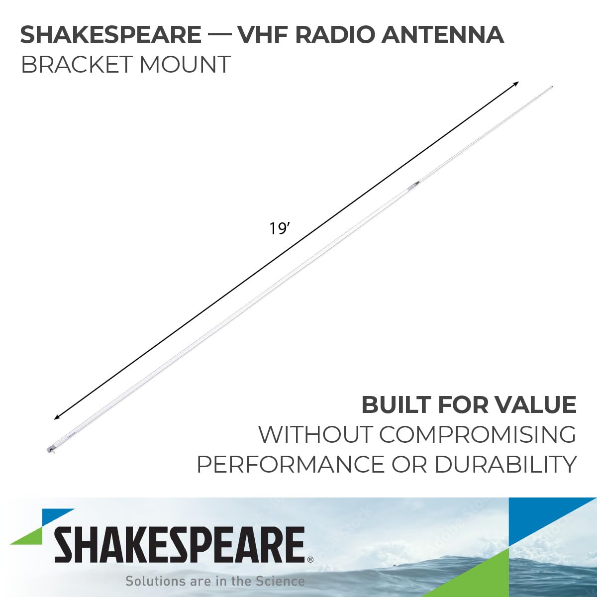 19; Shakespeare 2-PC. VHF Antenna, 9Db Marine 4018 19; 2-PC. VHF Antenna, 9Db, Navy