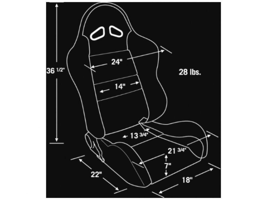 Sport Recliner Scat 80-1606-62R - Sportsman Series Sports Seat - Black Velour Inside