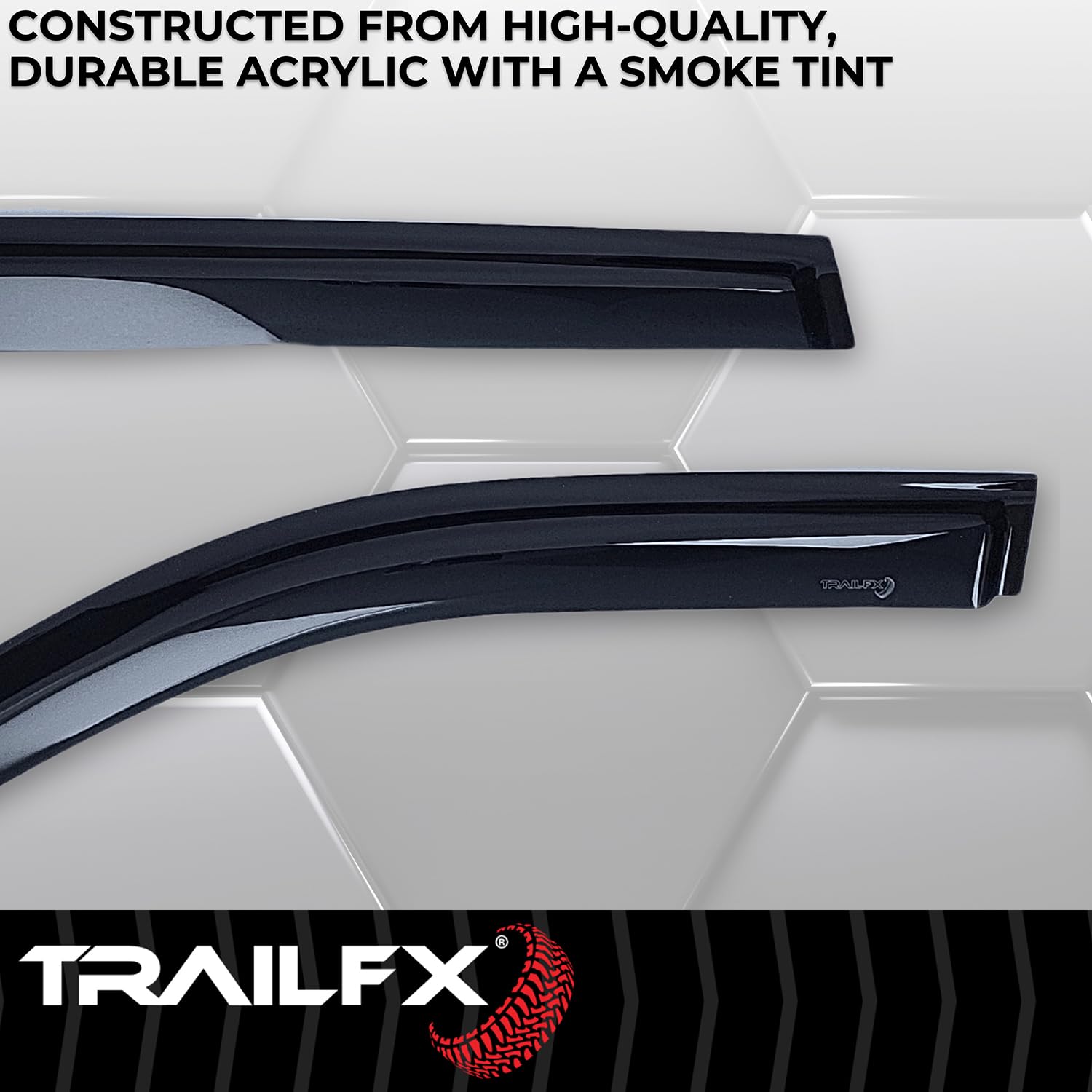TrailFX Rainguards Acrylic Fits 2020-2025 Toyota Highlander Low Profile Tape-On Smoke Window Vents Outside Channel Mount Set of 4 Rain Guards TrailFX 4739H