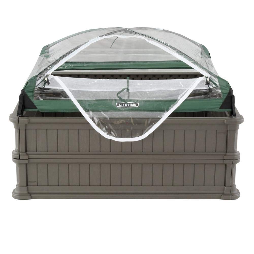 Raised Garden Bed Kit Lifetime 60053, 2 Beds and 1 Early Start Vinyl Enclosure