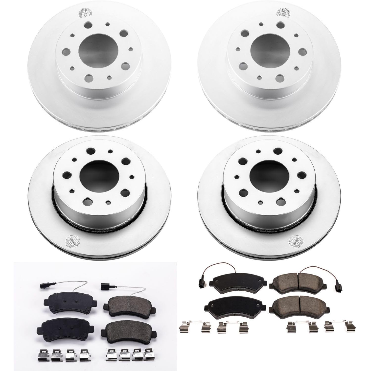 Brake Kit PowerStop For Ram ProMaster 1500 2015-2021, 2500 2016-2021, 3500 2016-2021 [Model Specific] - Front and Rear Coated Disc Rotors & Ceramic Brake Pads Replacement, CRK7305