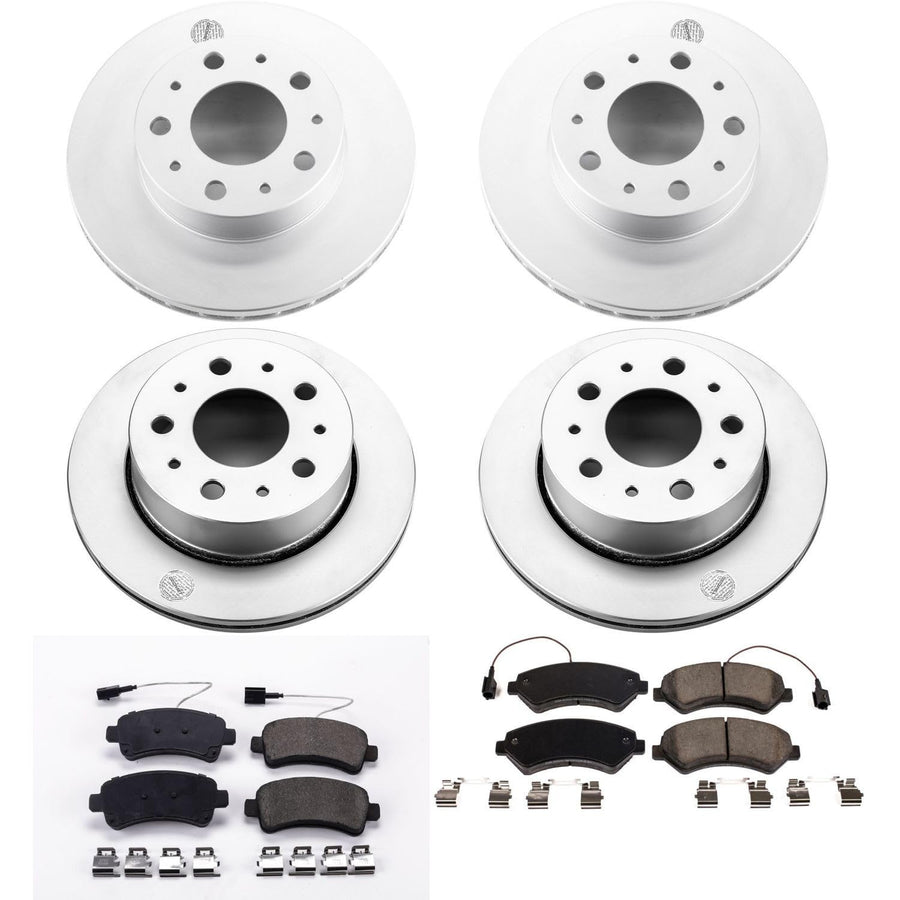 Brake Kit PowerStop For Ram ProMaster 1500 2015-2021, 2500 2016-2021, 3500 2016-2021 [Model Specific] - Front and Rear Coated Disc Rotors & Ceramic Brake Pads Replacement, CRK7305