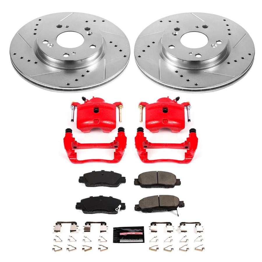 Power Stop Z23 Evolution Front Brake Caliper Kit KC7345- Brake Rotors, Carbon-Fiber Ceramic Brake Pads, Brake Calipers For Honda Accord 2016-2017 [Model Specific]