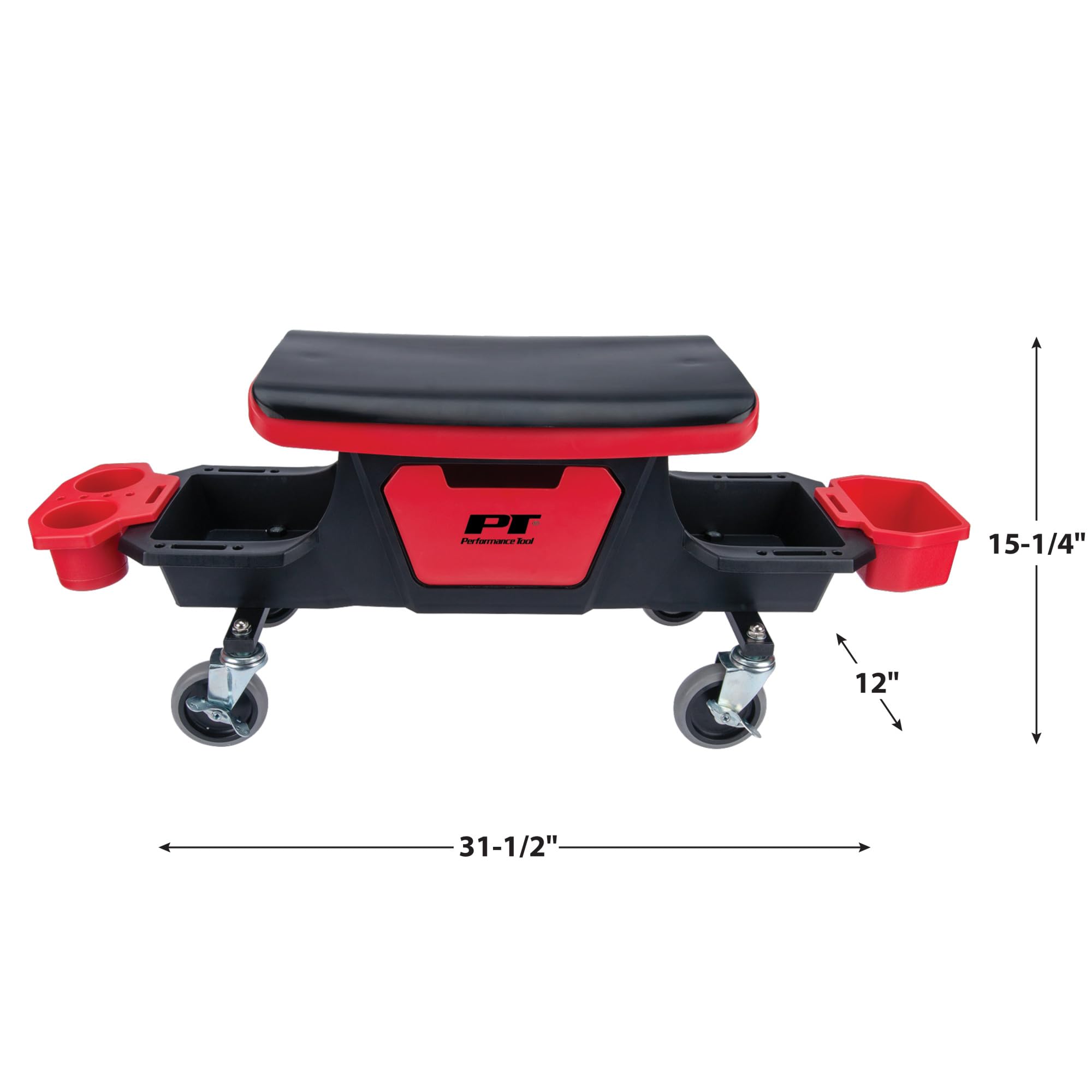 Heavy Duty Performance Tool W85035 Roller Mechanics Seat and Brake Stool with 4-Inch Rubber Swivel Casters Roll Over