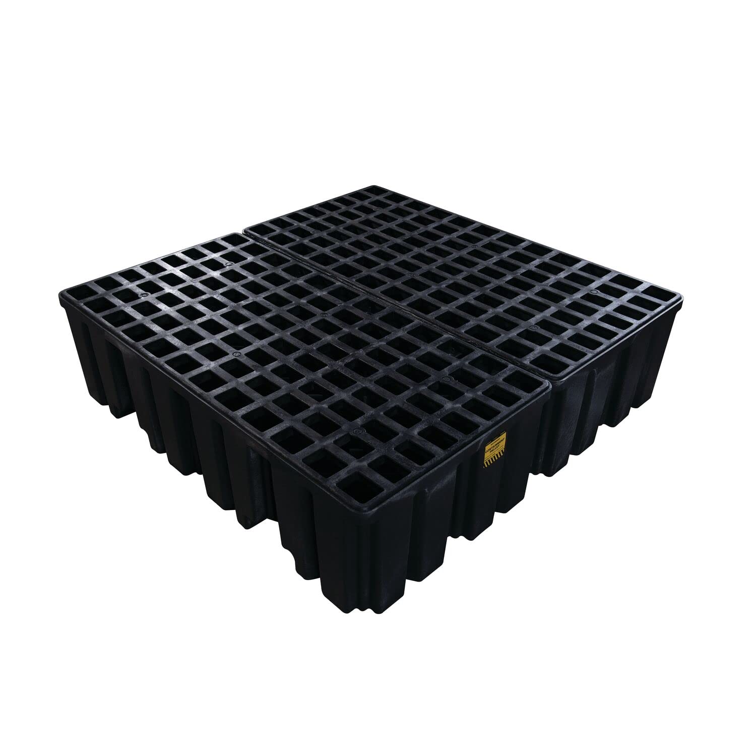 High Capacity Eagle 4 Drum Spill Containment Pallet with Forklift Pockets, 52.5"x51"x13.75", 132 Gallon Sump, 8,000 lbs. Load Capacity Secondary Containment Pallet, Made in USA, Black, 1640BND