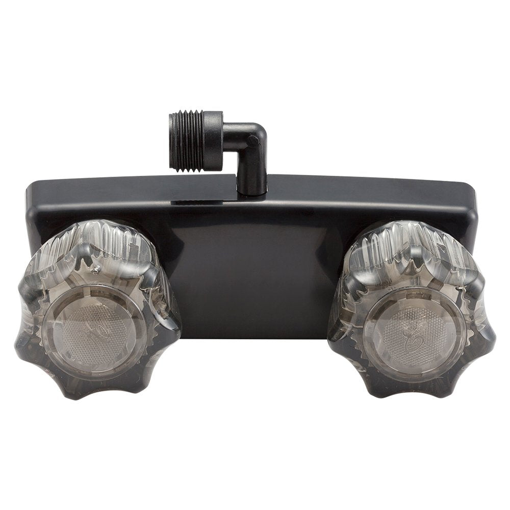 Dura Faucet RV Shower Faucet DF-SA100S1-BK Valve Diverter for Exterior Shower Boxes with Clear Acrylic 2-Knobs (Black)