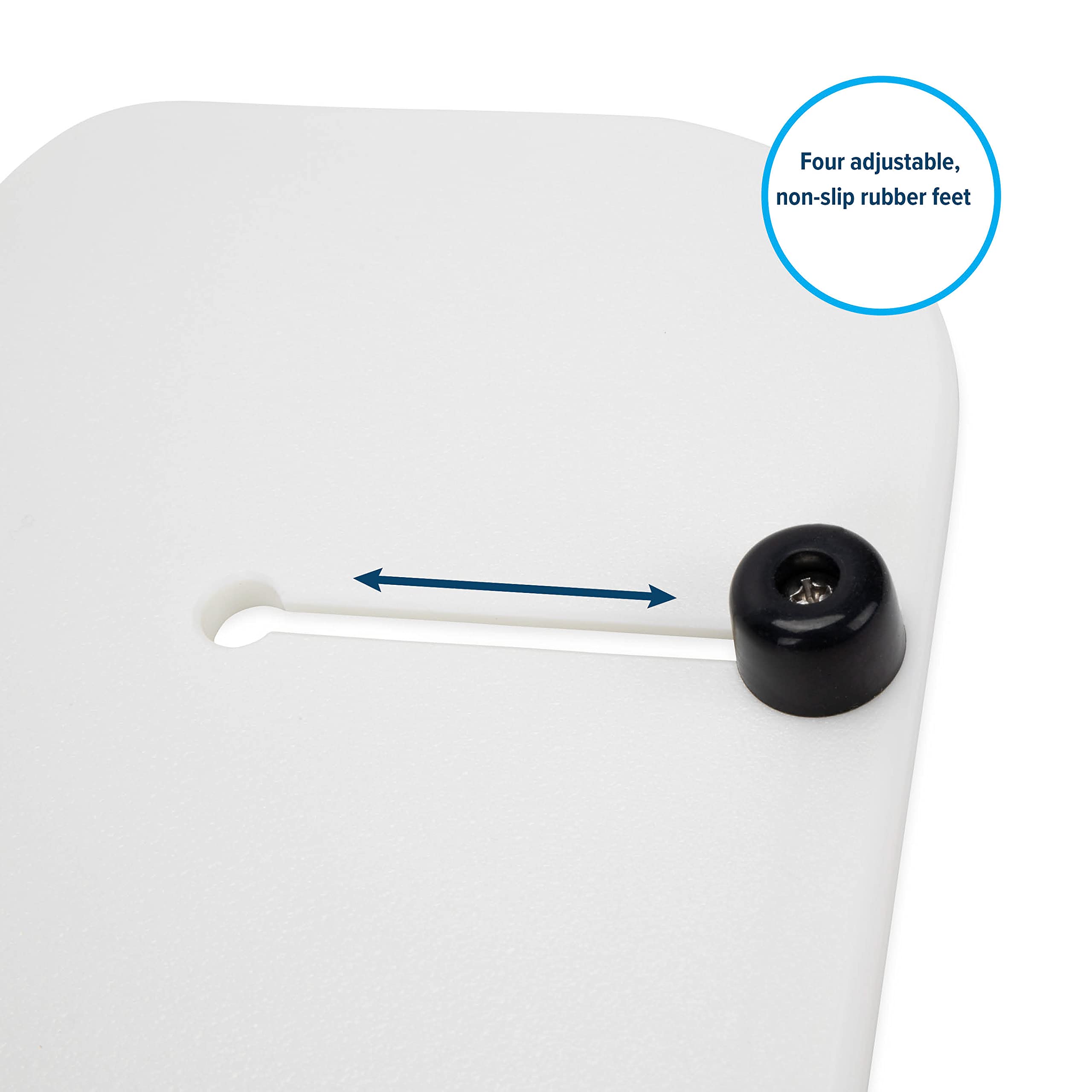 Camco Sink Mate RV/Marine Cutting Board | Features Adjustable Non-Slip Rubber Feet, Scrap Cut-Out, Built-in Juice Groove, and Measures 12-Inches x 18-Inches for Larger RV/Boat Sinks (43850)