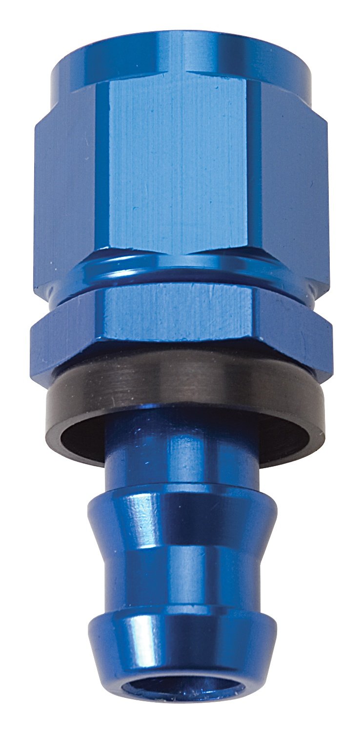 Edelbrock Twist-Lok 624010 Red/Blue Anodized Aluminum -6AN Straight Hose End