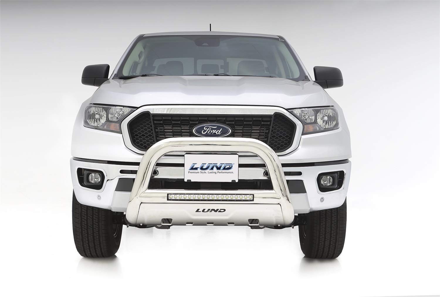 Lund Bull Bar 47021300 with LED Light Bar and Wiring for 2019 Ford Ranger, Polished Stainless