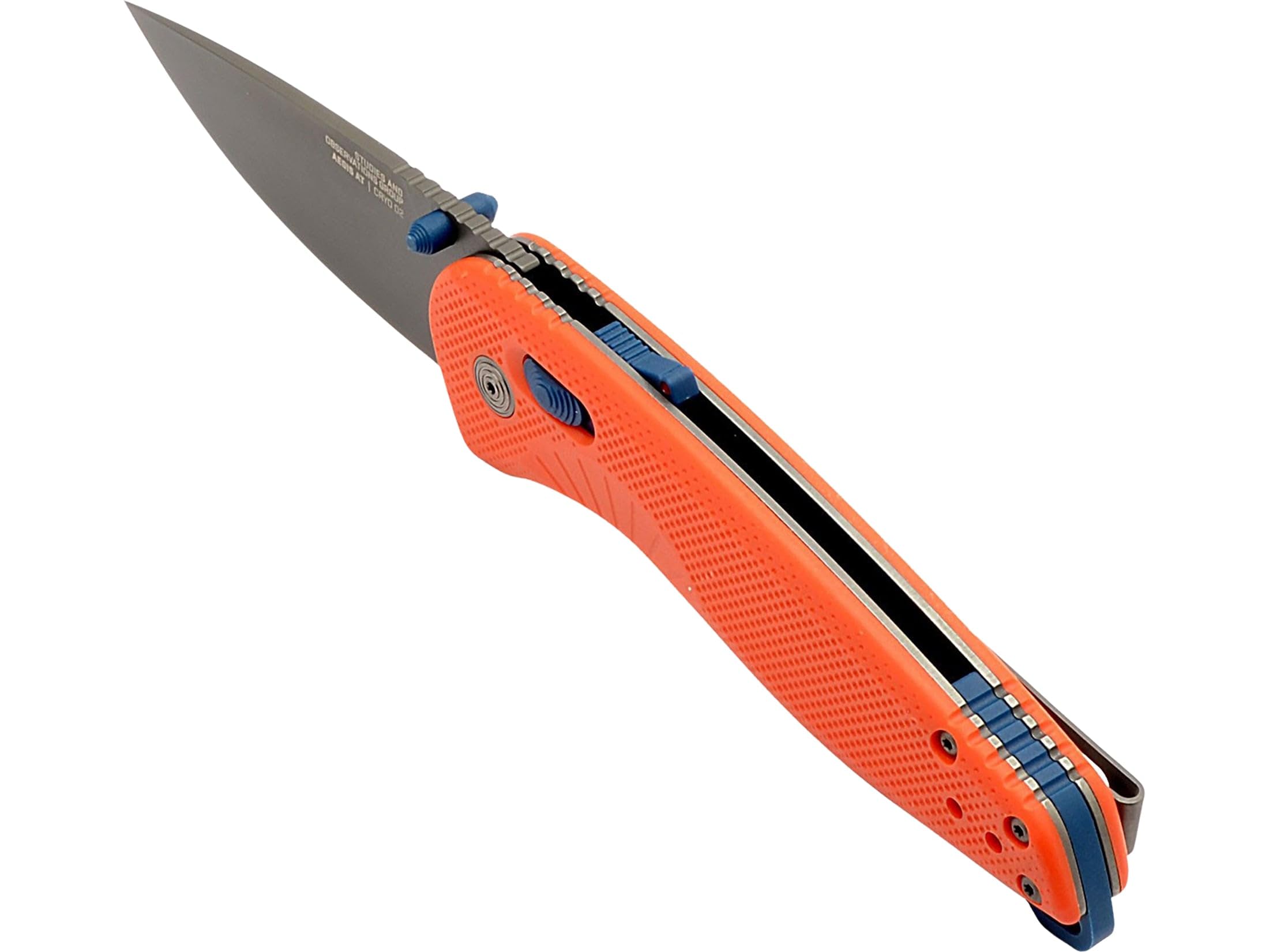 SOG Aegis AT Folding Knives Ambidextrous Outdoor Pocket Easy to Carry | CRYO D2 Stainless Steel Blade | AT-XR Lock, Rescue Red/indigo