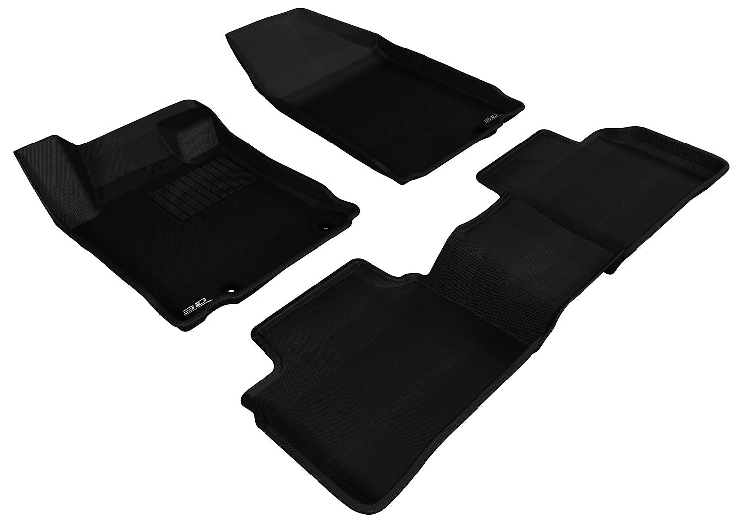Complete Set 3D MAXpider Custom Fit All-Weather Floor Mat for Select Nissan Altima Models - Kagu Rubber (Black)