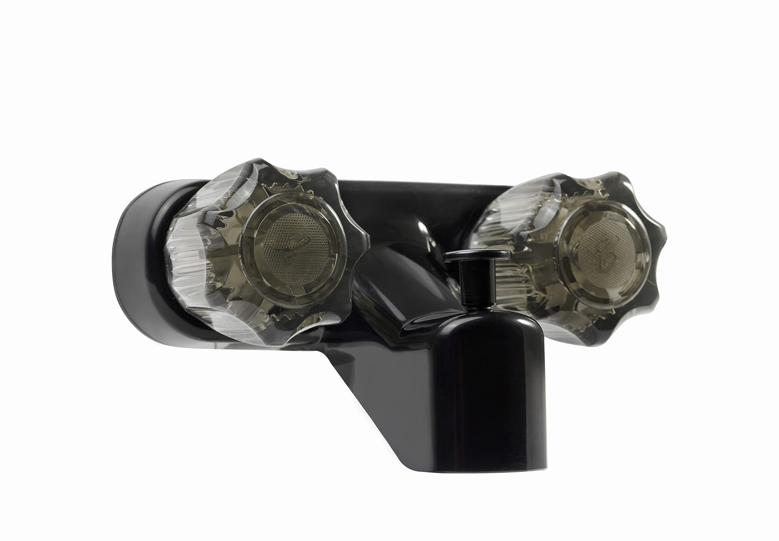 Dura Faucet Tub & Shower RV Diverter Faucet w/Smoked Acrylic Knobs - Black